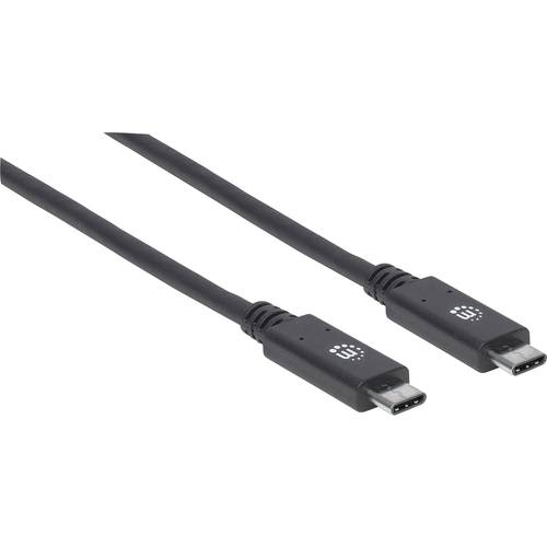 Thumbnail - Manhattan USB-Kabel USB 3.2 Gen1 (USB 3.0 / USB 3.1 Gen1) USB-C® Stecker, USB-C® Stecker 1.00 m Schwarz beidseitig verwe...