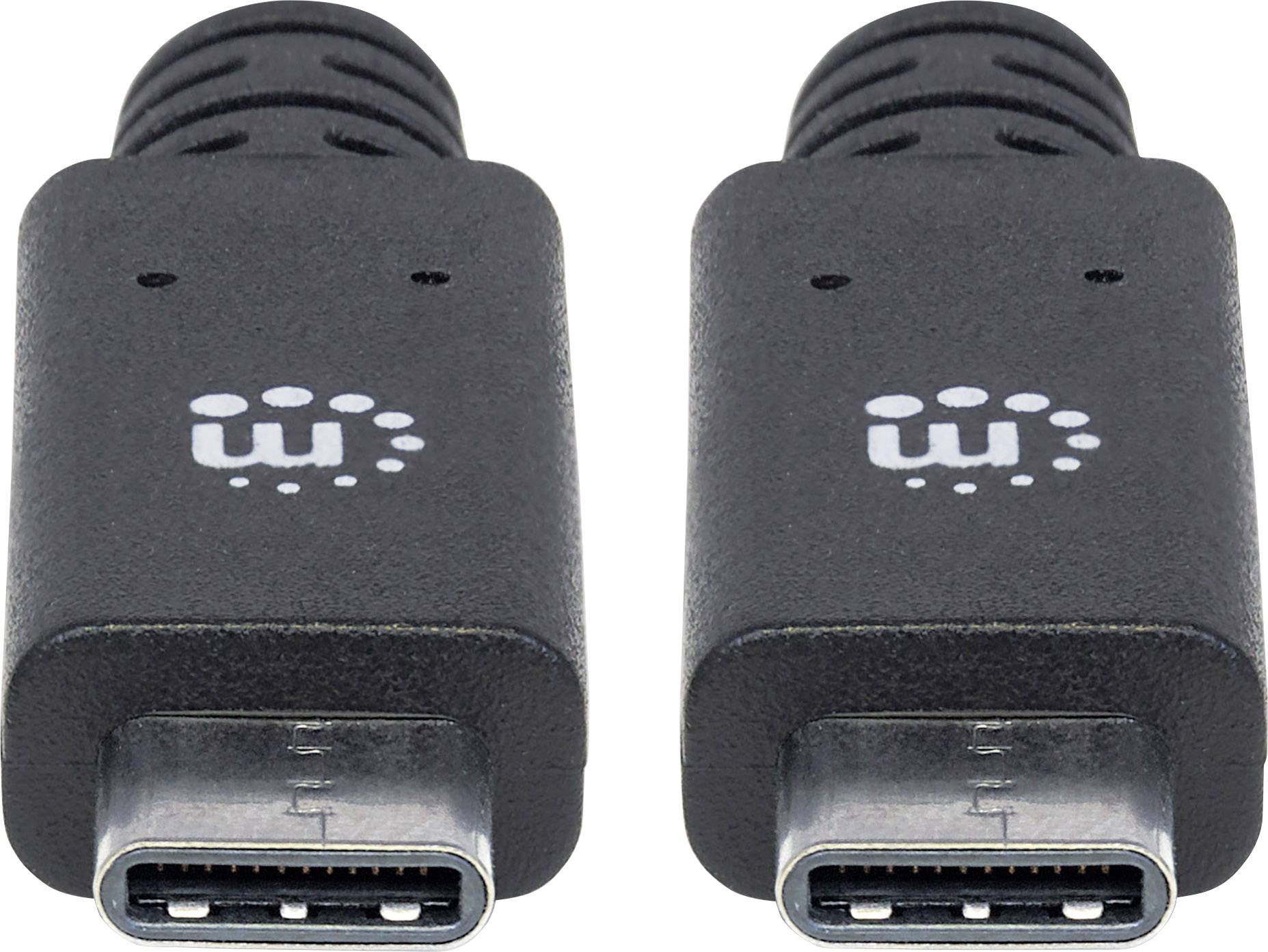 'Zwei schwarze USB-C-Stecker mit Symbol auf der Oberseite.'