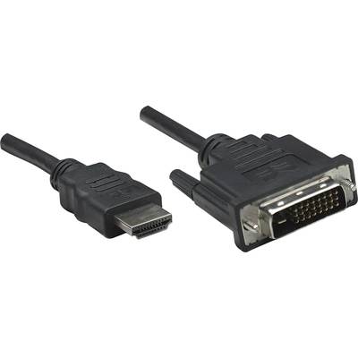 Manhattan HDMI / DVI Adapterkabel HDMI-A Stecker, DVI-D 24+1pol. Stecker 1.00 m Schwarz 322782  HDMI-Kabel