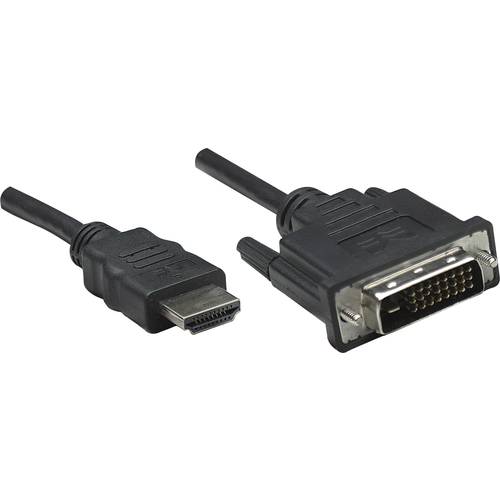 Thumbnail - Manhattan HDMI / DVI Adapterkabel HDMI-A Stecker, DVI-D 24+1pol. Stecker 1.00 m Schwarz 322782 HDMI-Kabel