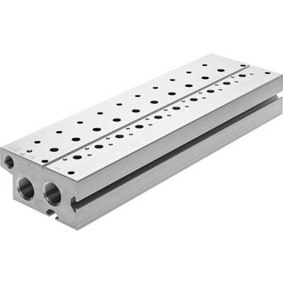 Metallschiene mit mehreren kreisförmigen Bohrungen und gewellten Enden, geeignet für robuste technische Anwendungen und Montagestrukturen.