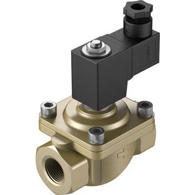 Ein elektromagnetisches Ventil aus Messing mit schwarzem Anschlussmodul, üblicherweise in industriellen Anwendungen zur Steuerung von Flüssigkeiten verwendet.