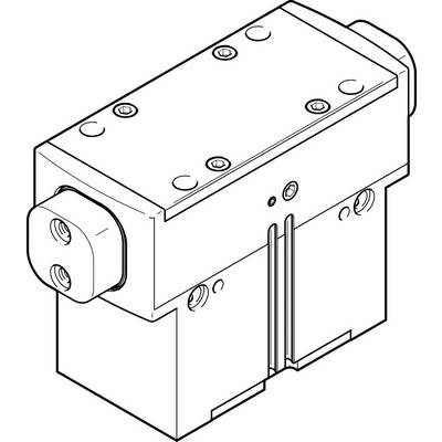 Ein technisches Diagramm eines rechteckigen mechanischen Bauteils mit abgerundeten Kanten und mehreren symmetrischen Bohrungen.