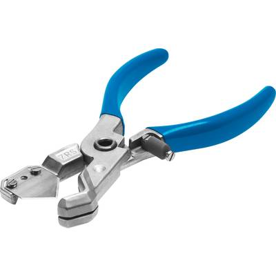 Zange mit blauen Griffen und silbernem Kopf, geeignet zum Kürzen von Ketten oder Drähten, auf weißem Hintergrund dargestellt.
