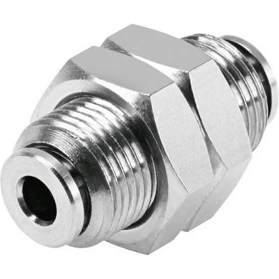 Metall-Schnellkupplung mit sechskantigem Außengewinde. Verbindet zwei Rohrleitungen sicher und effizient im industriellen Umfeld.