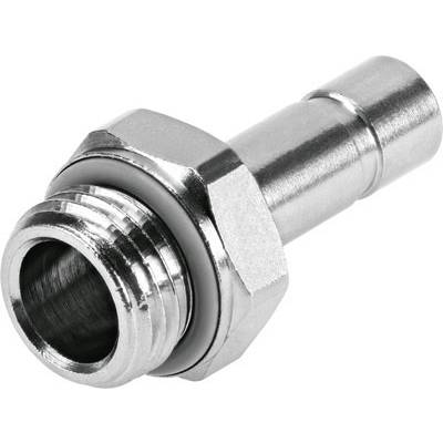 Metallischer Anschlussadapter mit gerillter Oberfläche und Gummidichtung, geeignet für Rohr- oder Schlauchverbindungen.