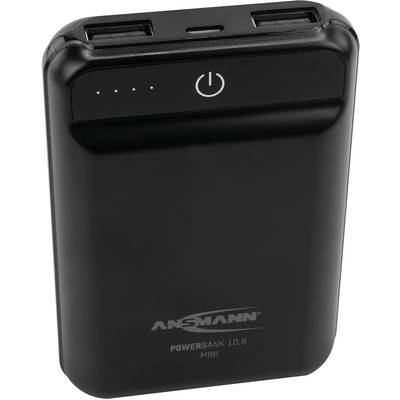 Ansmann PB10.8 mini Powerbank 10000 mAh Smart IC LiPo Micro USB, USB Schwarz Statusanzeige