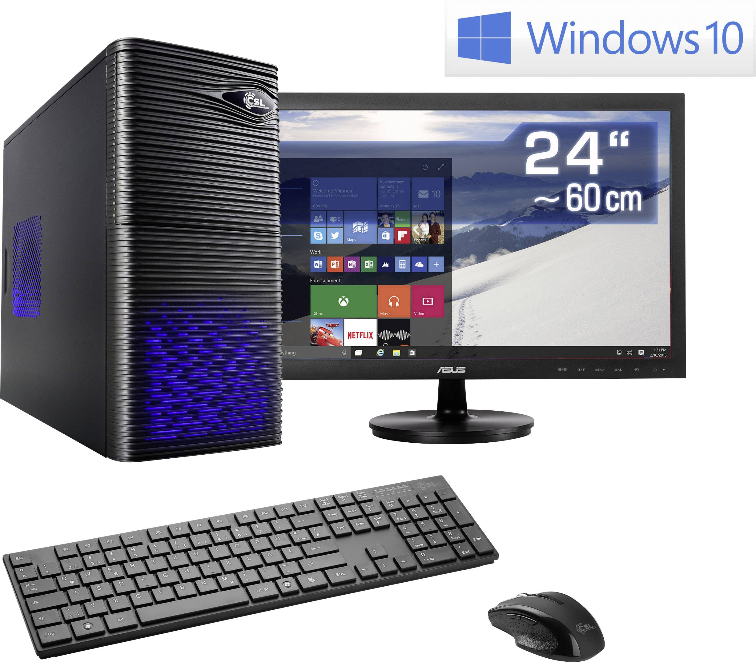 Sprint N50060 Midi-Tower PC Set mit Monitor 59.9 cm (23.6 Zoll) EEK: A (A++ - E) AMD Ryzen™ 3 2200G 8 GB