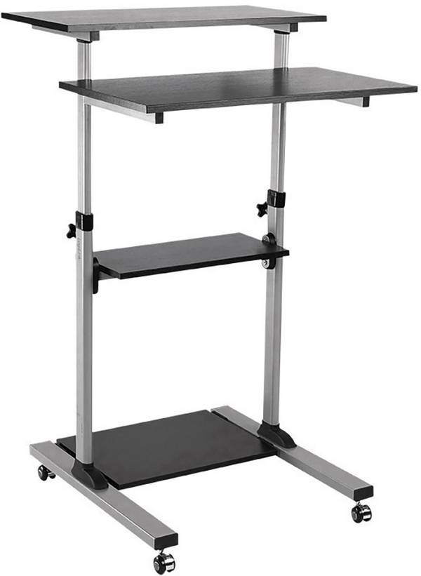 LogiLink Sitz-/Steh-Schreibtisch höhenverstellbar, mit Rollen Höhen-Bereich: 93.8 bis 1.378 m (B x T) 70 cm x 70.5 cm Silber BP0070 BP0070