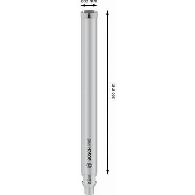 Zylinderförmiger Metallaufsatz mit Aufschrift 'Bosch Professional' und Maßen: Länge 300 mm, Durchmesser 32 mm.