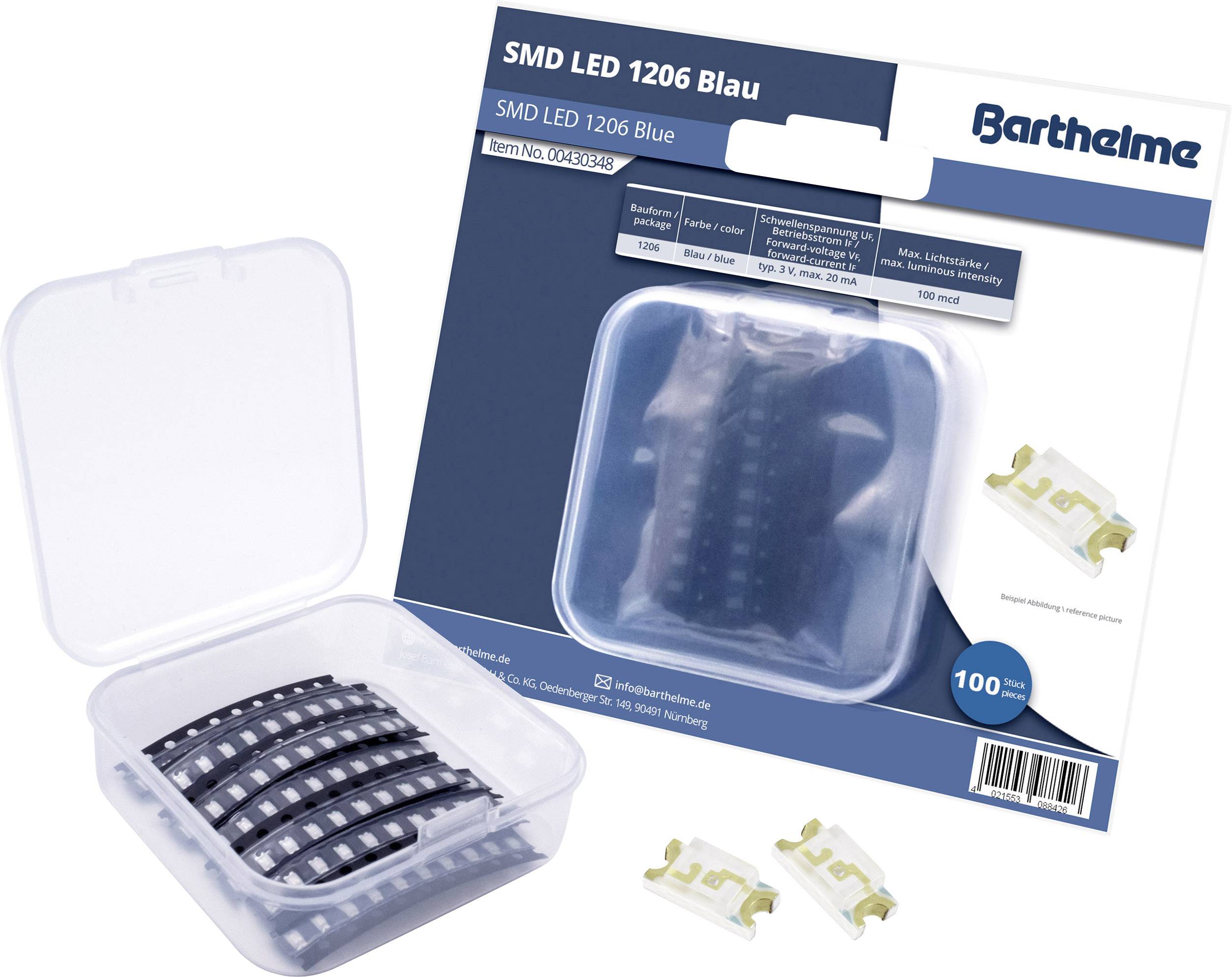 Barthelme SMD-LED-Set 1206 Blau 100 mcd 120 ° 20 mA 3 V 100 St. Bulk