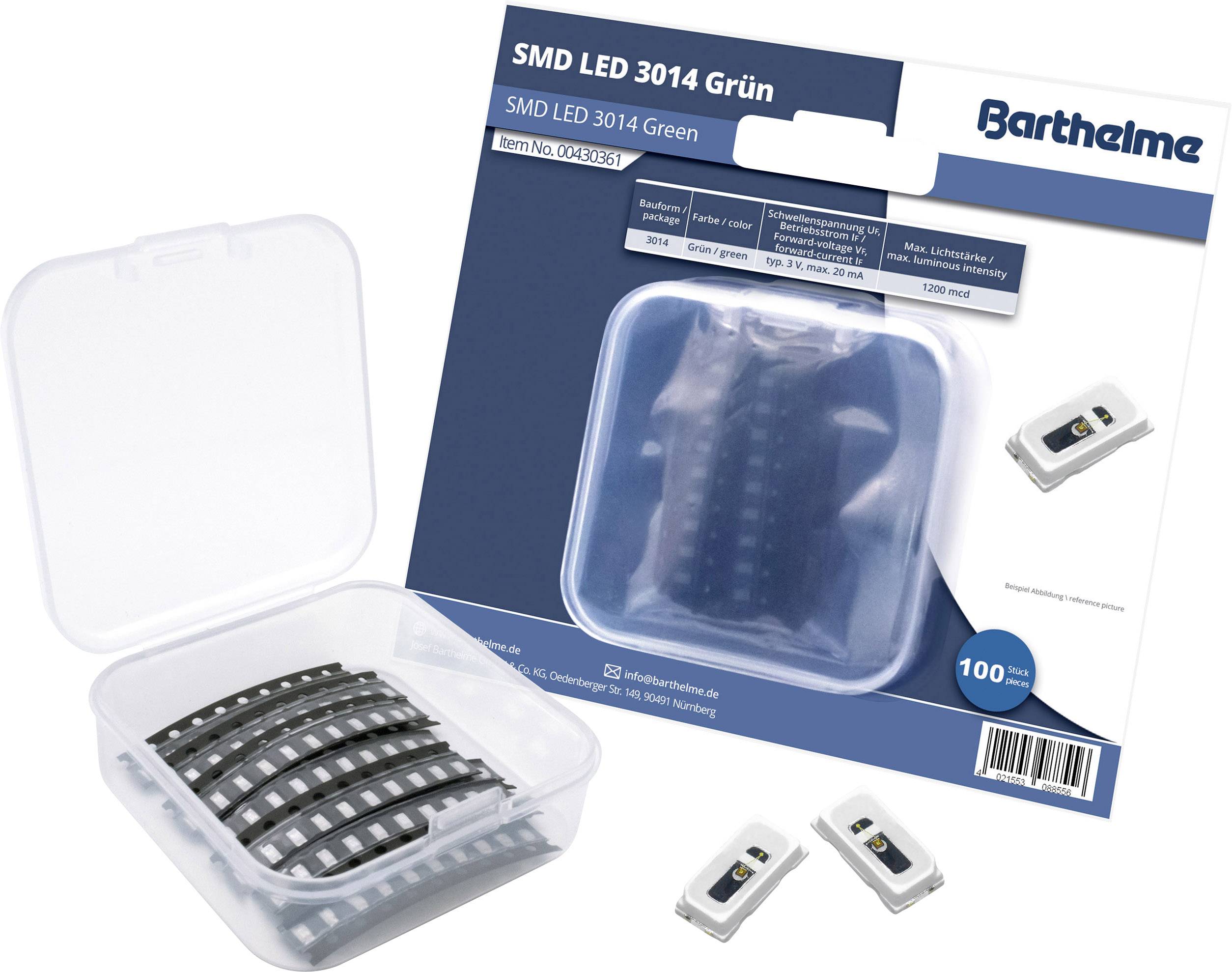 BARTHELME SMD-LED 3014 Grün 1200 mcd 120 ° 20 mA 3 V Bulk