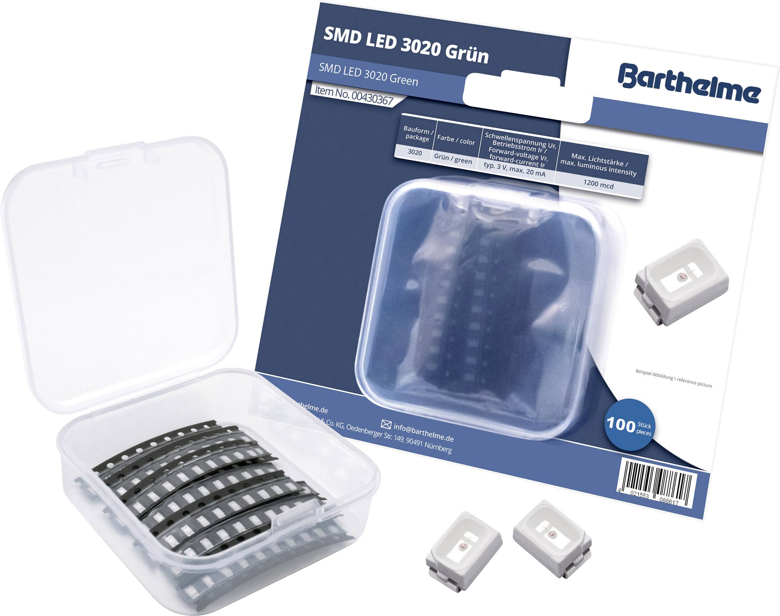 BARTHELME SMD-LED 3020 Grün 1200 mcd 120 ° 20 mA 3 V Bulk