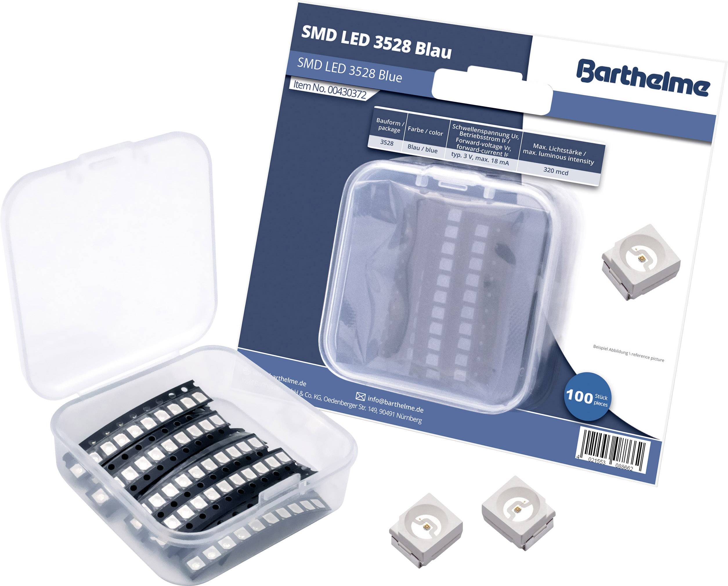 BARTHELME SMD-LED 3528 Blau 320 mcd 120 ° 18 mA 3 V Bulk