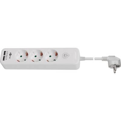 Goobay 41264 Steckdosenleiste mit USB-A Buchse & Schalter 3 fach Steckdose mit Überspannungsschutz 1,5 m Kabel Weiß