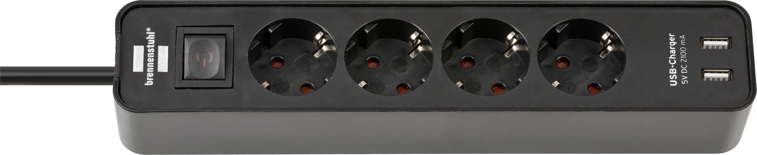 Brennenstuhl 1153240006 Steckdosenleiste mit Schalter 4fach Schwarz Schutzkontakt 1 St.