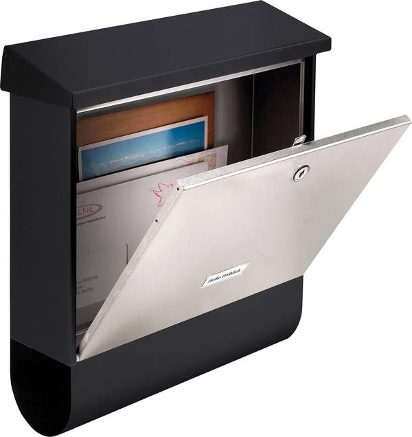 Burg Wächter London-Set 68670 B+S  Briefkasten Edelstahl, Stahl Schwarz, Edelstahl