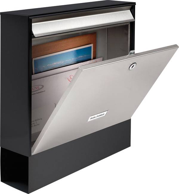 Burg Wächter Oxford-Set 68770 B+S  Briefkasten Edelstahl, Stahl Schwarz, Edelstahl