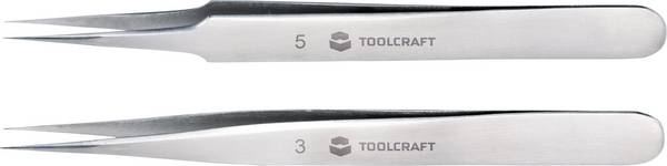 TOOLCRAFT TO-5861034  Pinzetten-Set 2teilig  Spitz, superfein 120 mm