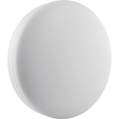 Eine runde, weiße, flache Deckenleuchte mit schlichtem Design. Ideal für moderne Räume.