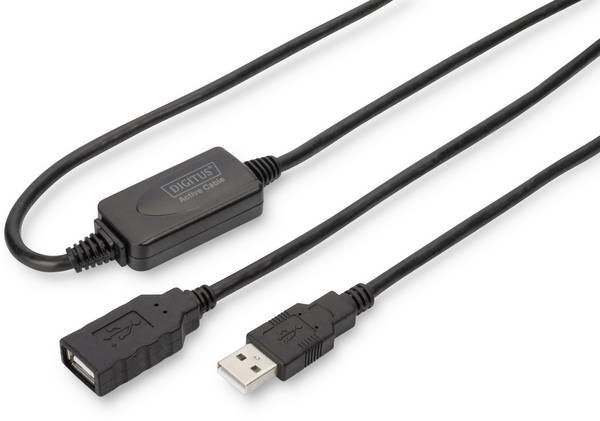 Digitus USB-Kabel USB 2.0 USB-A Buchse, USB-A Stecker 20.00 m Schwarz mit USB, mit Verlängerungskabel DA-73102