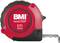 Rotes Maßband mit schwarzem Griff, Marke 'BMI twoCOMP', Länge 5 m, Breite 19 mm.
