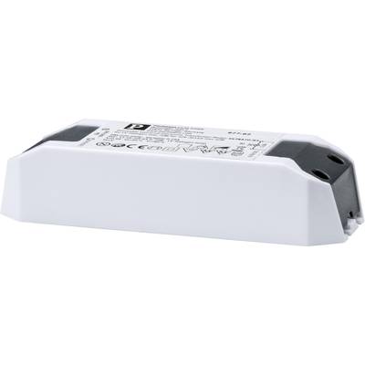 Rechteckiges elektronisches Bauteil mit mehreren Aufschriften und Symbolen auf der Oberseite, vermutlich ein LED-Treiber oder Spannungswandler.