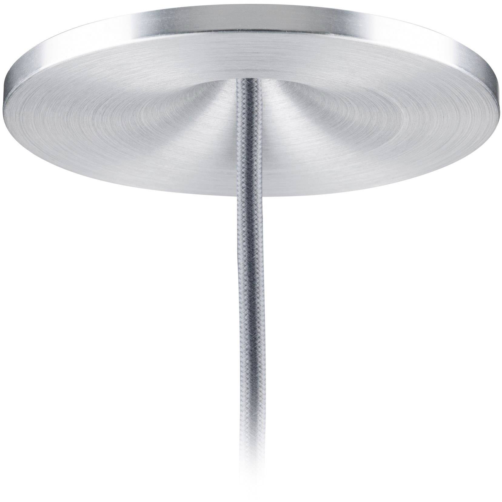 Metallene Lampenhalterung mit sichtbarem Kabel hängt von der Decke.