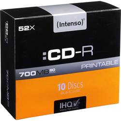 Image of Intenso 1801622 CD-R 80 Rohling 700 MB 10 St. Slimcase Bedruckbar