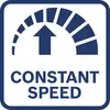 Ein blaues Schild mit einem weißen Hintergrund zeigt ein Tachometer-Symbol und den Text 'CONSTANT SPEED', was auf konstante Geschwindigkeit hinweist.