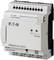 Das Bild zeigt eine Eaton SPS-Steuerung 'easyE4-UC-12RCX1', mit Eingängen, Ausgängen und Status-LEDs, für industrielle Anwendungen.