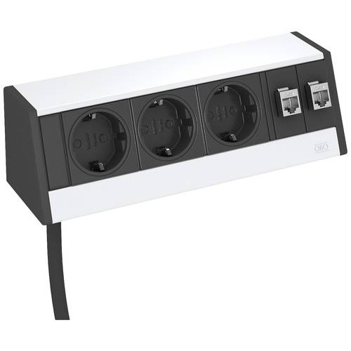 OBO Bettermann 6116945 Tischsteckdose Aluminium, Schwarz Schutzkontakt