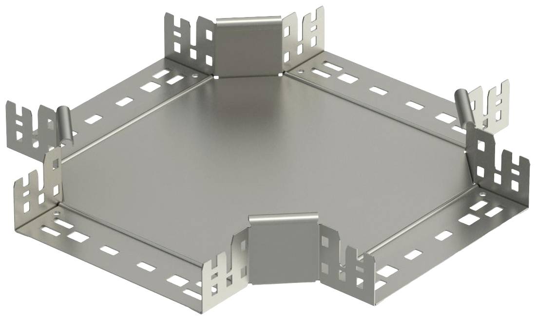 Hexagonale Metallstruktur mit perforierten Kanten, geeignet für modulare Verbindungen in Bau- oder Installationsprojekten.
