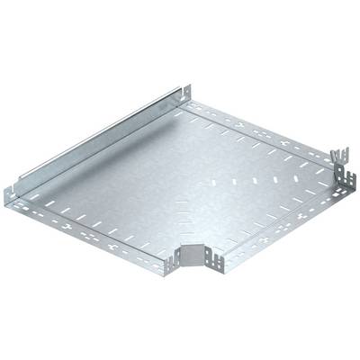 Metallisches Kabelkanalbauteil mit Eckform, flach und gelocht, zur Verbindung von Kabelkanälen in einem Netzwerk- oder Versorgungsinstallationssystem.