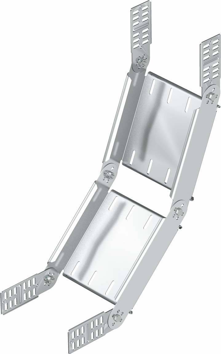 Metallscharnier mit zwei verbundenen Platten, gebogen. Verwendet zur Verstellung von Möbelteilen wie Sitzlehnen.
