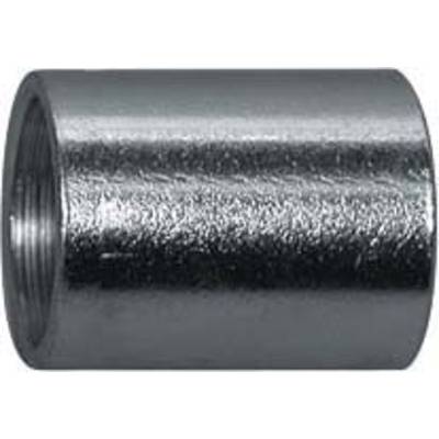 Zylinderförmiges Metallrohr, glänzende Oberfläche, mit Innengewinde auf einer Seite.