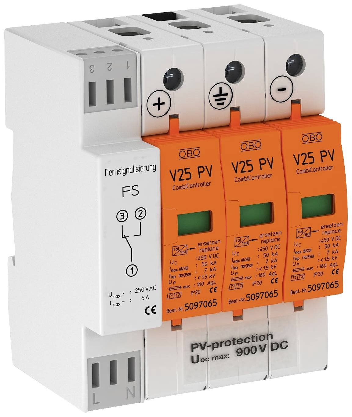 OBO Bettermann 5097448 V25-B+C 3PHFS900 Combicontroller 50 kA 1 St.