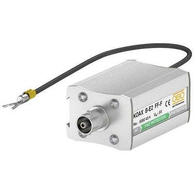 Ein Koaxial-Schutzgerät von OBO Bettermann mit der Bezeichnung 'KOAX B-E2 FF-F' und einem Anschlusskabel.
