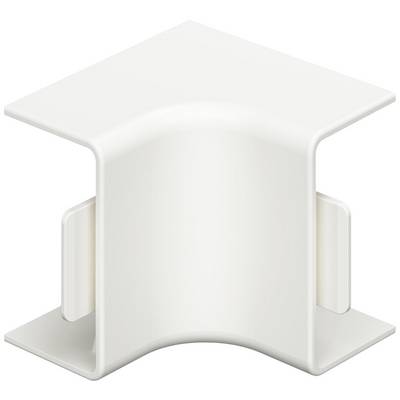 Weiße, rechtwinklige PVC-Wandhalterung. Verwendet zum Verstecken und Schützen von Kabeln in Ecken.