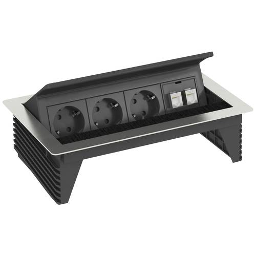 OBO Bettermann 6116806 Tischsteckdose Schwarz, Silber Schutzkontakt