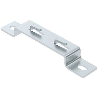 Metallbeschlag mit gebogenem Design, zwei Befestigungslöchern an den Enden und zwei Clips in der Mitte zur Stabilisierung oder Montage.