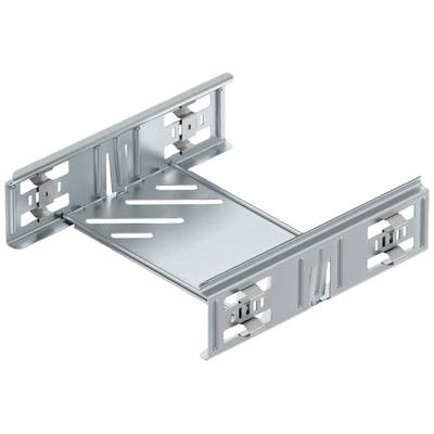 Metallhalterung mit Schlitzen und seitlichen Clips, geeignet für Kabel- oder Rohrbefestigung an Wänden oder Decken.
