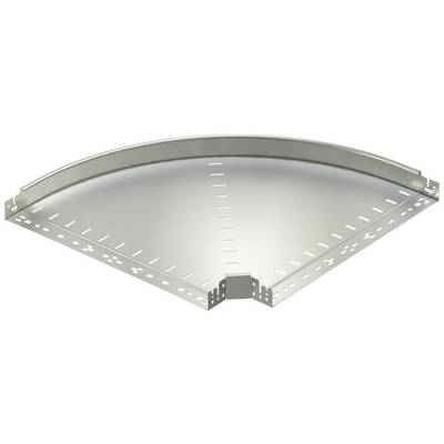 Metallische Kabelrinne mit abgewinkeltem, gebogenem Design, geeignet für die Installation in Ecken oder Kurven von Gebäuden.