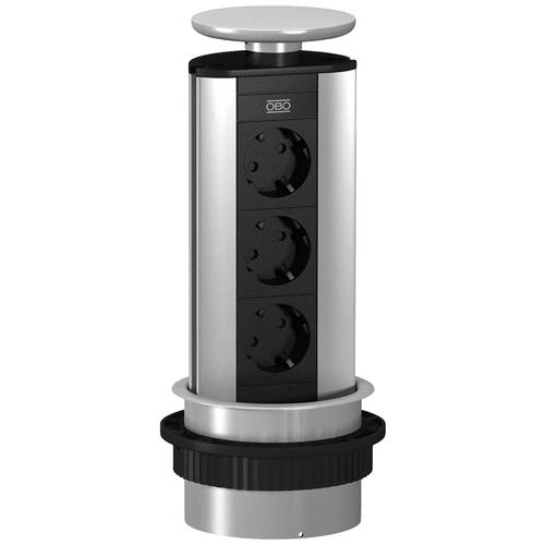 OBO Bettermann 6116862 Tischsteckdose Silber, Schwarz Schutzkontakt