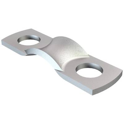 Metallteil mit zwei Löchern, wellenförmig gebogen. Verwendet zur Verbindung oder Befestigung in mechanischen Konstruktionen.