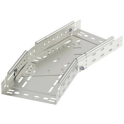 Ein Metallkabelkanal mit Ellenbogen und Lüftungsschlitzen, geeignet zur Führung von elektrischen Kabeln in Gebäuden.