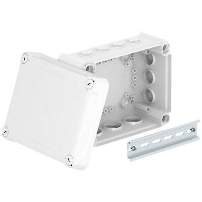Elektrischer Kabelanschlusskasten mit abnehmbarem Deckel und separater Metallhalterung, geeignet für Verdrahtungsinstallationen.