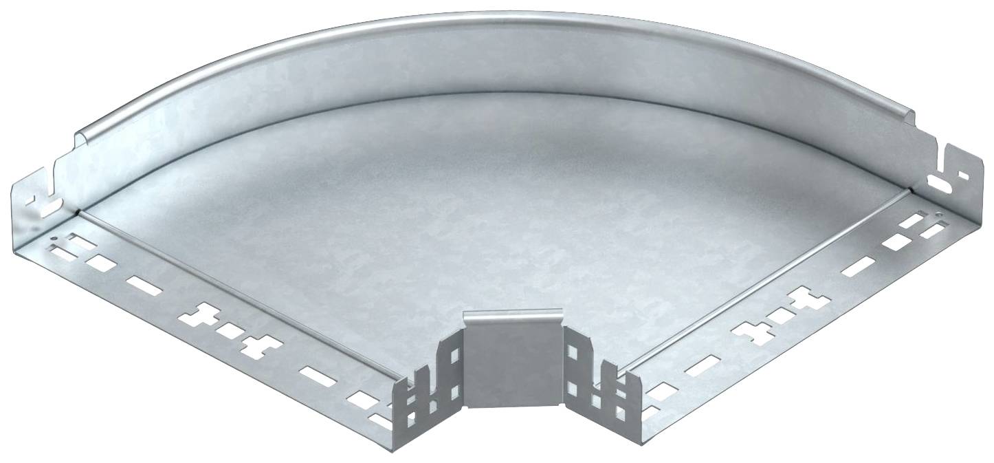Metallisches, gebogenes Kabeltragemodul mit Löchern an den Seiten zur Befestigung. Verwendet für Kabelmanagement in Bauprojekten.