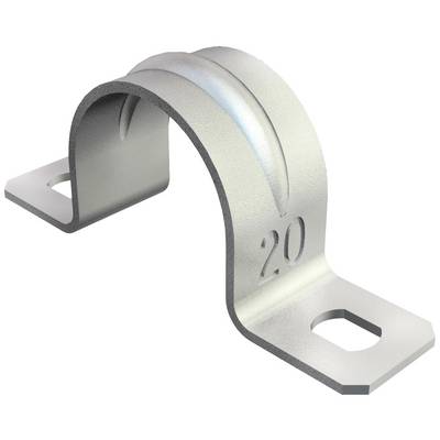 Metallbügel mit eingeprägter Zahl '20', geeignet zur Befestigung von Rohren oder Kabeln an flachen Oberflächen.