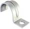 Metallbügelklemme mit Loch zur Befestigung, zur Fixierung von Kabeln oder Rohren an einer Oberfläche.